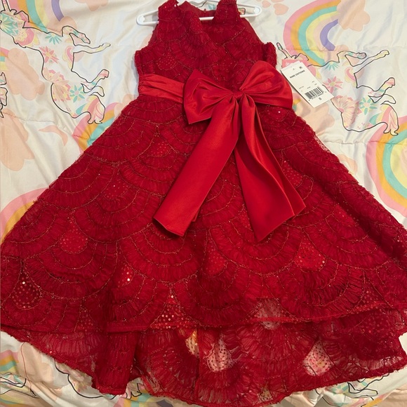 Rare Editions Other - NWT Rare Editions Girl’s Red Sleeveless Lace Holiday Christmas Dress Bow Size 8